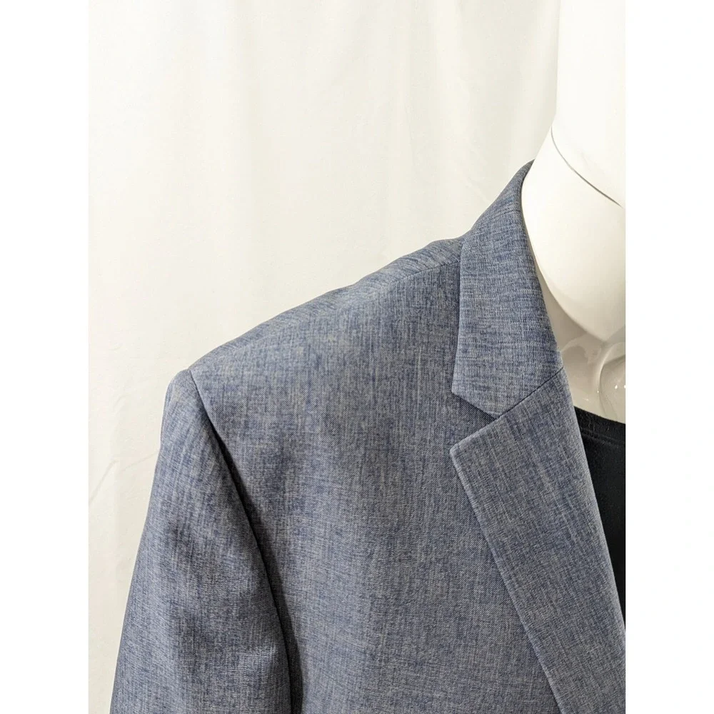 Chaps Ralph‎ Lauren Blazer Sports Suit Jacket Polyester 46R Blue Heathered EUC